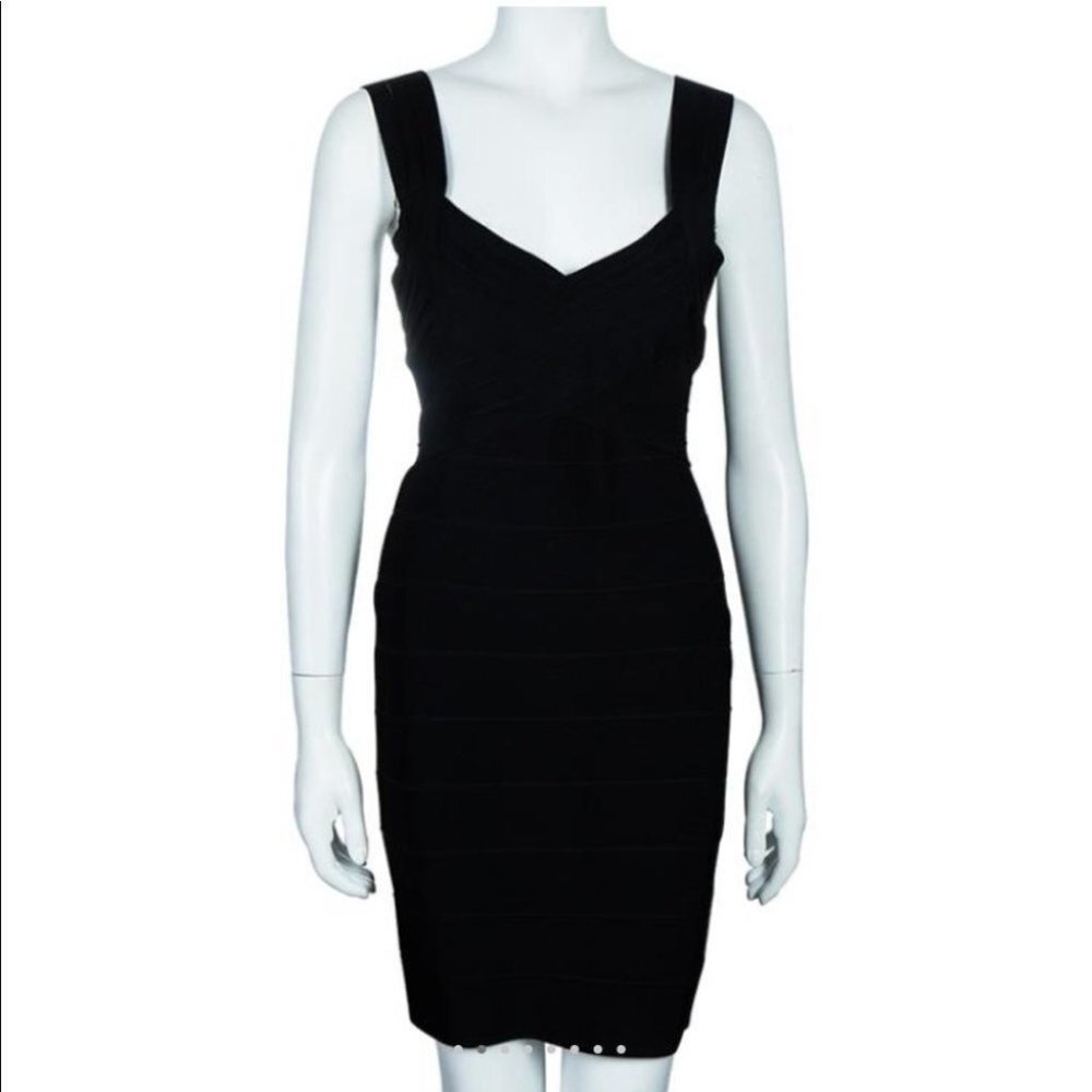 Alice + Olivia Black Bandage Bodycon Mini Dress Size Large